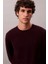 Erkek Regular Fit Merinos Yünü Triko Kazak - Koyu Bordo 3