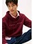 Erkek Tjm Regular Linear Logo Kapüşonlu Sweatshirt - Bordo 3