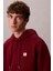 Erkek Regular Fit Logo Yamalı Kapüşonlu Sweatshirt - Bordo 4