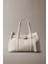 Kadın Tokalı Dokulu Orta Boy Tote Omuz Çanta - Krem 1