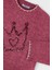Kız Çocuk Payetli Taç Işlemeli Triko Kazak - Vişne 3
