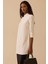 Kadın Dik Yaka Yan Yırtmaçlı Tunik - Ekru 1