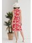 Kadın Kırmızı Çiçekli Cepli Spor Şık Kolsuz Viskon Curve Büyük Beden Günlük Elbise 5