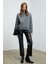 Vaneltına Kadın Organik Pamuklu Yumuşacık Içi Polarlı Yuvarlak Yakalı Gri Sweatshirt 1