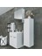 Regnum-L 65 cm Etajerli Lavabolu ve Havlu Dolaplı Banyo Dolabı Takımı Parlak Beyaz MDF Lam 4