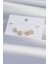 Pirinç Gold Renk Zirkon Taşlı Damla Model Küpe Seti 2