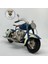 El Yapımı Mavi & Krem Cafe Racer Metal Motosiklet Biblosu – Deri Koltuk Görünümlü 1
