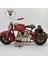 El Yapımı Kırmızı Yan Çantalı Cruiser Metal Motosiklet Biblosu – Retro Figür & Dekoratif Obje 6