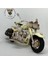 El Yapımı Krem Yan Çantalı Cruiser Metal Motosiklet Biblosu – Retro Figür & Dekoratif Obje 1