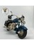 El Yapımı Lacivert & Siyah Sissy Barlı Chopper Metal Motosiklet Biblosu – Retro Cruiser Figür 1