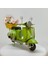 El Yapımı Yeşil Sepetli ve Çiçekli Scooter Motosiklet – Metal Biblo (13 Cm) 1