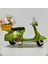 El Yapımı Yeşil Sepetli ve Çiçekli Scooter Motosiklet – Metal Biblo (13 Cm) 2