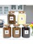 5'li Ahşap Vakum Kapaklı Cam Hazır Kahve Süt Tozu Çay Filtre Kahve Türk Kahvesi Saklama Kavanozu Seti Etiket Hediyeli 2