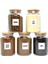 5'li Ahşap Vakum Kapaklı Cam Hazır Kahve Süt Tozu Çay Filtre Kahve Türk Kahvesi Saklama Kavanozu Seti Etiket Hediyeli 6