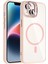 CPT16 Apple iPhone 15 Plus Remim Lensli Magsafe Standlı Kapak - Pembe 1