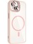 CPT16 Apple iPhone 15 Plus Remim Lensli Magsafe Standlı Kapak - Pembe 2