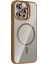 CPT16 Apple iPhone 14 Pro Max Remim Lensli Magsafe Standlı Kapak - Kahverengi 2