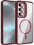 CPT16 Samsung Galaxy S25 Remim Lensli Magsafe Standlı Kapak - Bordo 1