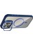 CPT16 Apple iPhone 14 Pro Max Remim Lensli Magsafe Standlı Kapak - Lacivert 3