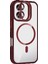 CPT16 Apple iPhone 16 Remim Lensli Magsafe Standlı Kapak - Bordo 1
