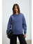 Susana Kadın Bisiklet Yaka Içi Polarlı Oversize Fit Basic Lacivert Sweatshirt 1