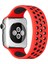 Apple Watch 38MM Ayarlı Delikli Silikon Kordon - KIRMIZI-SIYAH-(5796) 1