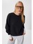 Basic Yumuşak Modal Sweatshirt LUB0245 Siyah 2