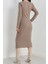 Fermuar Detaylı Fitilli Şardonlu Elbise Bej A3178 7