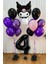 Kuromi 1-9 Yaş Doğum Günü Balon Seti Siyah Rakam Pembe Metalik Mor Siyah Helyum Uyumlu Uçan Balon 1
