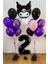 Kuromi 1-9 Yaş Doğum Günü Balon Seti Siyah Rakam Pembe Metalik Mor Siyah Helyum Uyumlu Uçan Balon 1