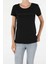 Kadın Regular Fit Bisiklet Yaka Örme Siyah Kısa Kol Tişört 1