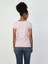 Slim Fit Bisiklet Yaka Çiçek Baskılı Pembe Kadın Kısa Kol Tişört 1