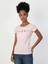 Slim Fit Bisiklet Yaka Çiçek Baskılı Pembe Kadın Kısa Kol Tişört 2