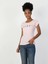 Slim Fit Bisiklet Yaka Çiçek Baskılı Pembe Kadın Kısa Kol Tişört 3