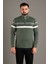 Erkek Haki Fermuarlı Desenli Triko 4