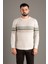 Erkek Krem Çizgili Fitilli O Yaka Triko 4