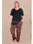 Somon Renk ve Desenli 110 Kısa Kollu Kadın Büyük Beden Anne Pijama Takımı 1
