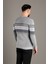 Erkek Gri Çizgili Fitilli O Yaka Triko 3