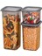 3'lü Set Sızdırmaz Kapaklı Kare Erzak Saklama Kabı 650ML - 1300ML - 1900ML Antrasit 3