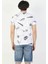 Erkek Regular Fit Bisiklet Yaka Örme ve Desenli Beyaz Kısa Kol Tshirt 1