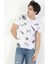 Erkek Regular Fit Bisiklet Yaka Örme ve Desenli Beyaz Kısa Kol Tshirt 4