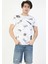 Erkek Regular Fit Bisiklet Yaka Örme ve Desenli Beyaz Kısa Kol Tshirt 5