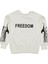 Erkek Çocuk /kız Çocuk Önü Kolları Freedom Yazılı Beyaz Oversize Kalıp Sweatshirt 1