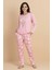 Pembe Çiçek Desenli Pijama Takımı – Uzun Kollu Üst & Bahar Desenli Alt | Ev Giyim & Uyku Takımı 1