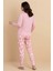 Pembe Çiçek Desenli Pijama Takımı – Uzun Kollu Üst & Bahar Desenli Alt | Ev Giyim & Uyku Takımı 2