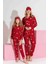 Anne-Kız Kombin Yapılabilir Düğmeli Süet Uzun Kollu Uyku Bantlı Aile Bağı Yılbaşı Pijama TAKIMI-3178 1