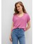 V Yaka Pembe Basic Viskoz Tişört 167714-70955 7