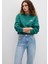 Mavi Logo Baskılı Yeşil Crop Sweatshirt 1611601-71874 7
