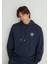 MVJNS Logo Baskılı Kapüşonlu Lacivert Sweatshirt 0611786-70490 6