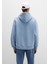 Mavi Logo Baskılı Mavi Kapüşonlu Sweatshirt 067149-86998 14